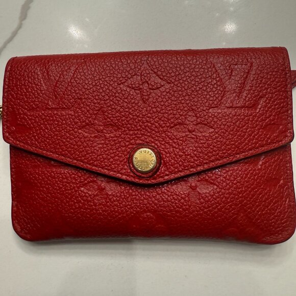 LOUIS VUITTON Empreinte Pochette Clé Wallet with Flap Coin key holder in RED - Picture 1 of 9